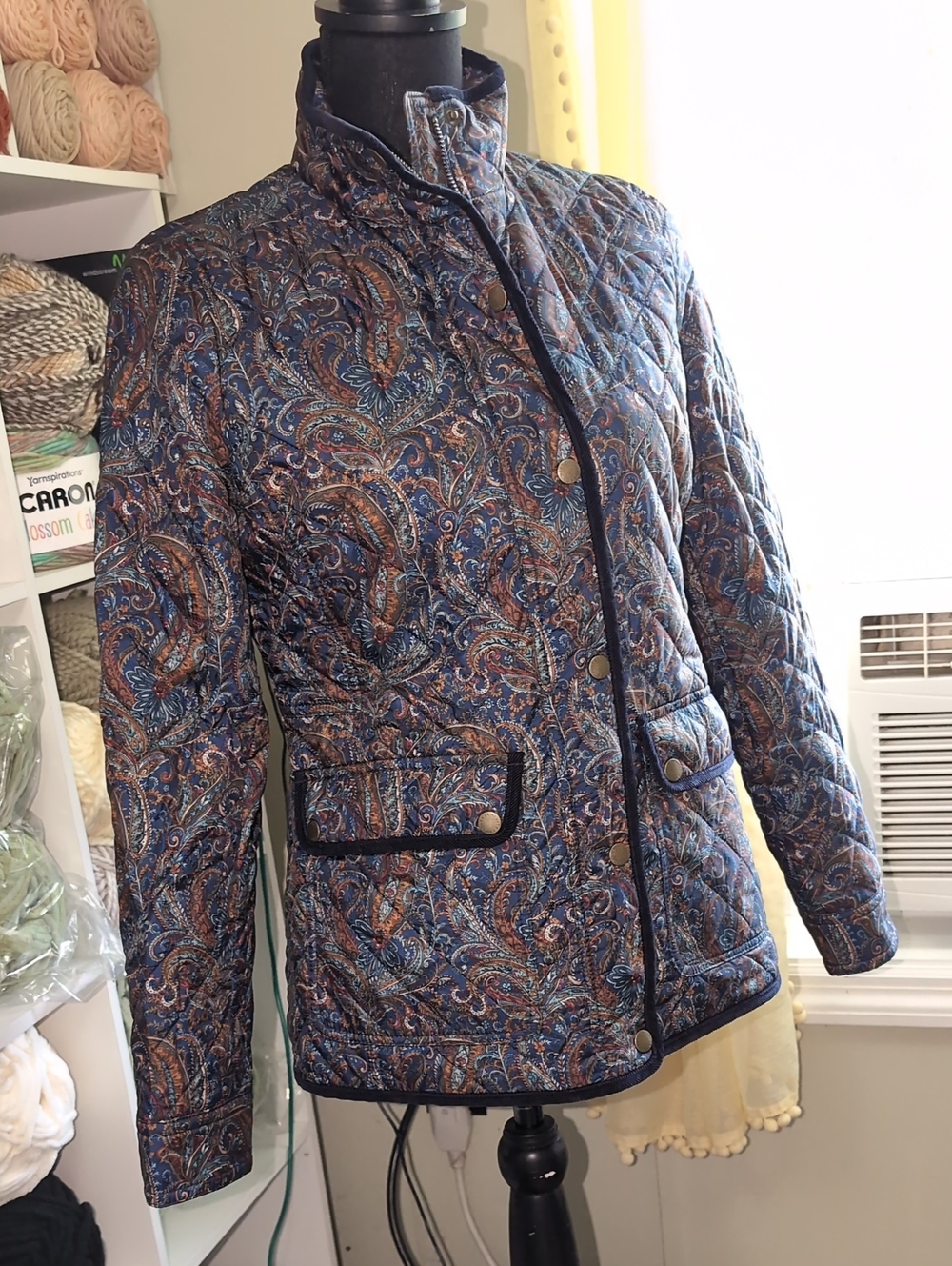 Talbots Paisley Quilted Jacket- Sz XS - Picture 3 of 14